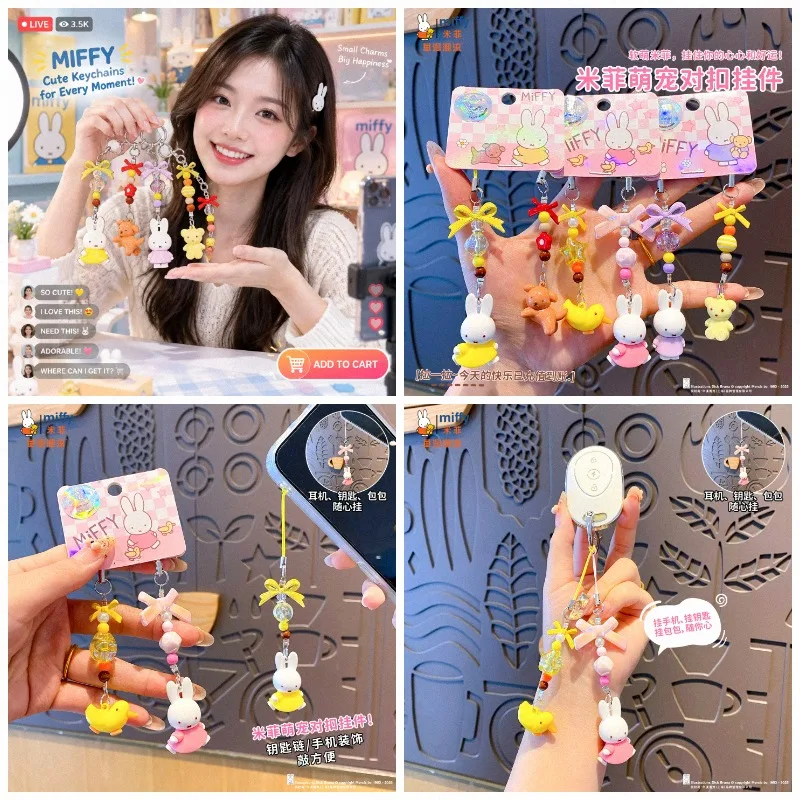 Fashion Backpack Women - MIFFY Peluş Anahtarlık, Tavşan Figürlü Çanta